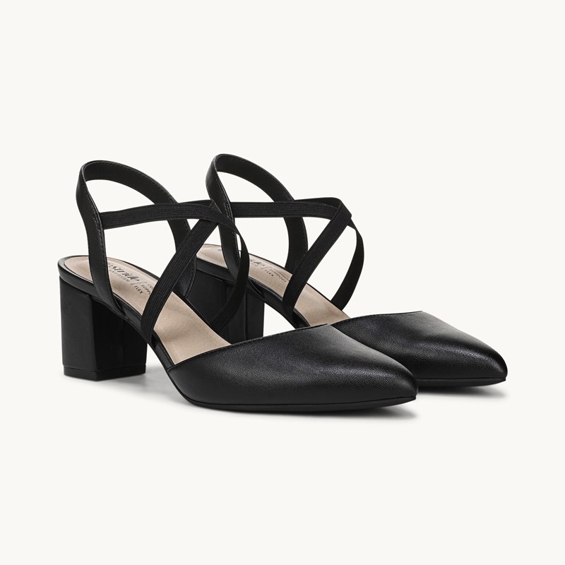 LifeStride Shoes April Dress Sandal (Black Smooth Faux Leather) 6.0 W