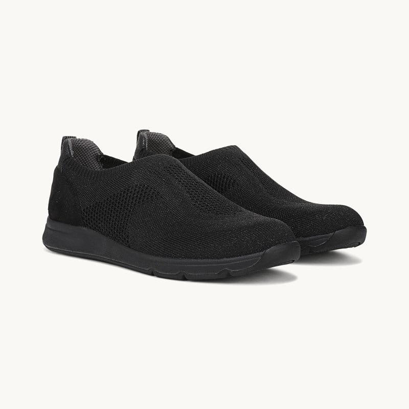 Bzees For LifeStride Respect Slip On Sneaker Shoes (Black Knit Fabric) 8.5 M