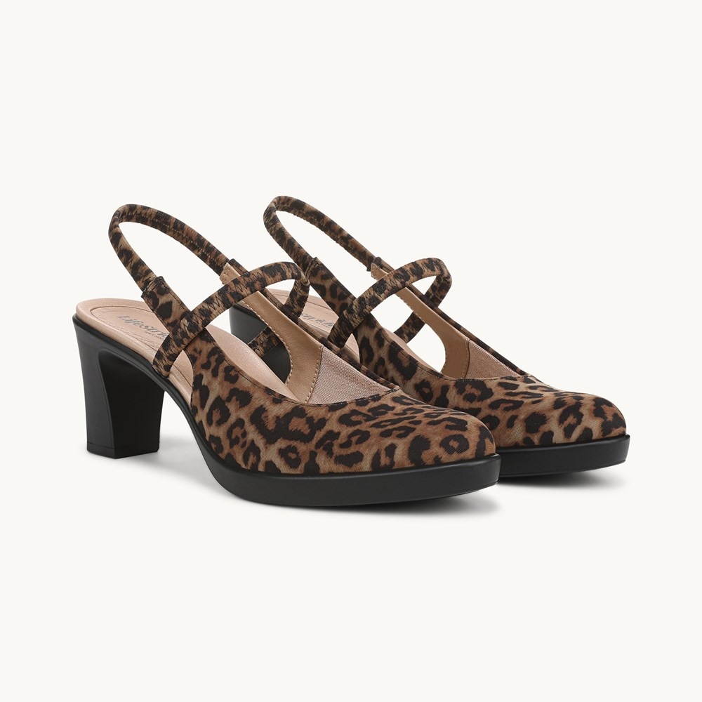 (取寄) ライフストライド レディース エボーク スリングバック シューズ LifeStride women Evoke Slingback Shoes Brown Leopard LifeStride Evoke Slingback Pump | Womens Heels