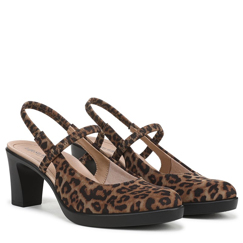 LifeStride Evoke Slingback Pump Shoes (Brown Multi Fabric) 9.0 W