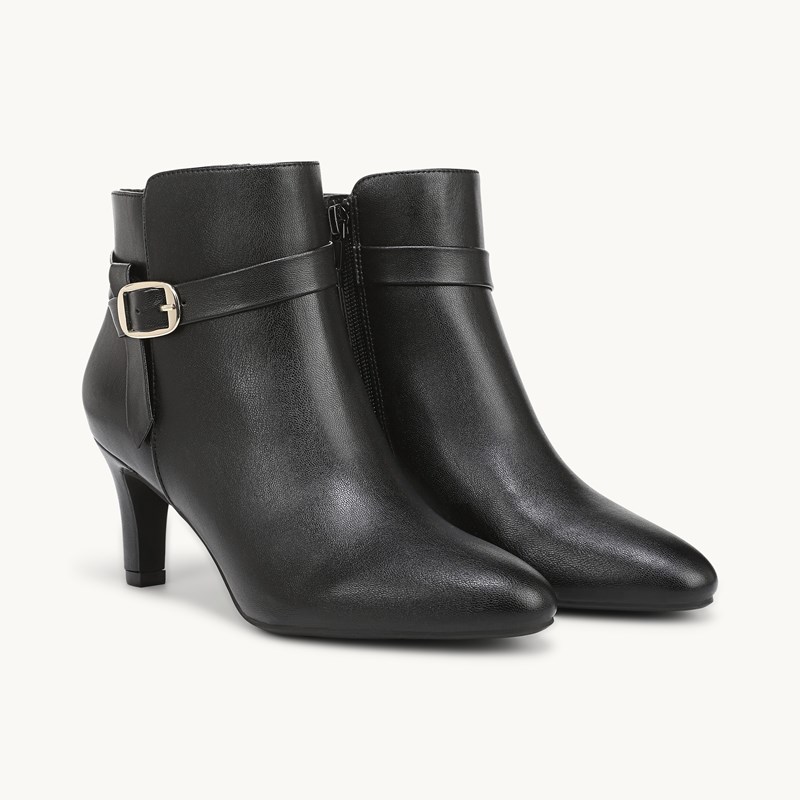 LifeStride Guild 3 Ankle Bootie Boots (Black Smooth Leather) 8.5 W