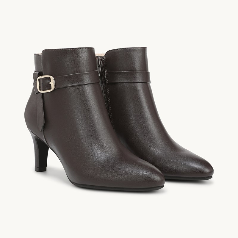 LifeStride Guild 3 Ankle Bootie Boots (Dark Chocolate Smooth Leather) 7.0 W