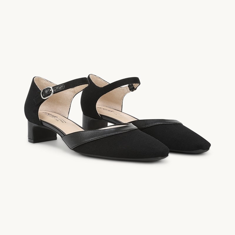 LifeStride Leighton Pump Shoes (Black Microsuede) Leather 10.0 W