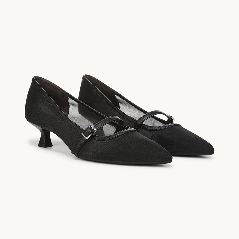 LifeStride Madelyn Mary Jane Pump Shoes (Black Mesh Fabric) Leather 6.5 M