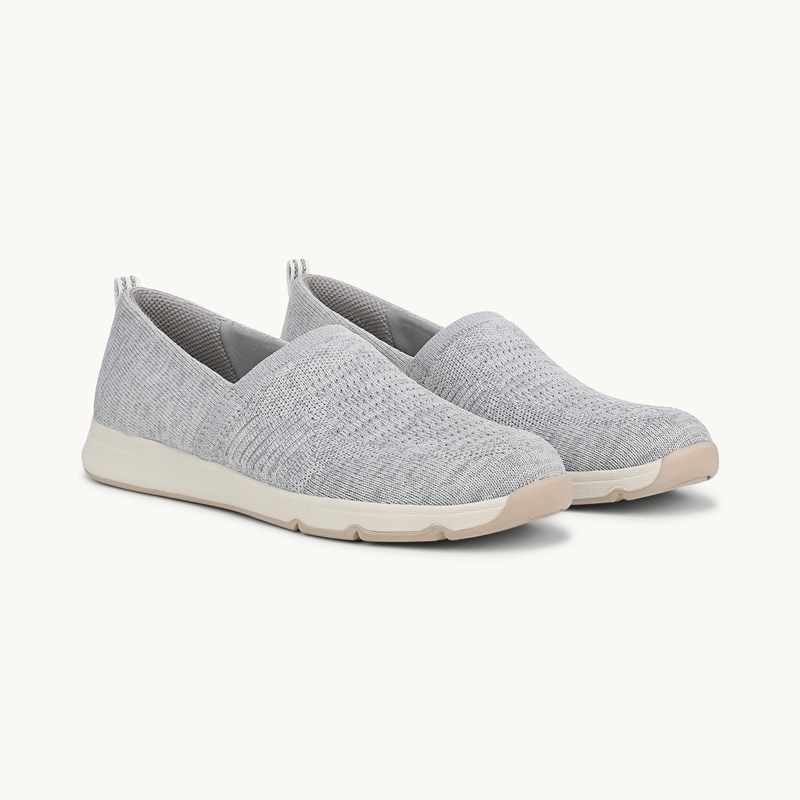 Bzees For LifeStride Rest Slip On Shoes (Oyster Grey Knit Fabric) 7.0 M