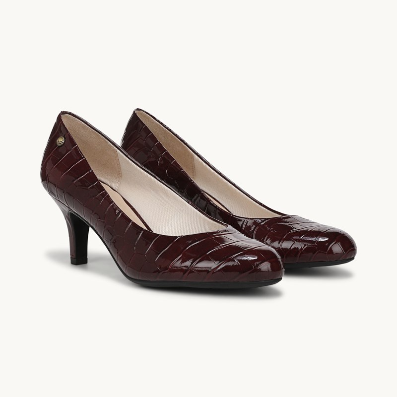 LifeStride Parigi Pump Shoes (Wine Red Croc Faux Leather) Fabric 8.5 M