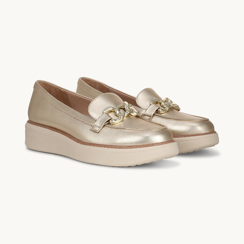 LifeStride Chelsea Bit Loafer Shoes (Gold Faux Leather) 9.0 M