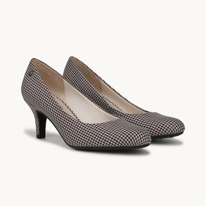 LifeStride Parigi Pump Shoes (Beige Houndstooth Fabric) 10.0 M