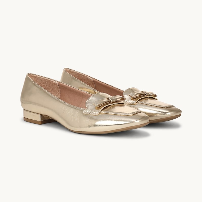 LifeStride Claudine Skimmer Shoes (Gold Faux Leather) Fabric 8.0 M