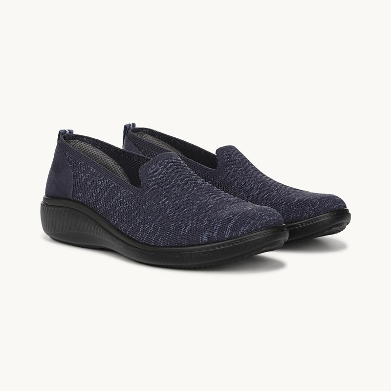 LifeStride Boulevard Slip On Loafer Shoes (Navy Blazer Knit Fabric) 11.0 W