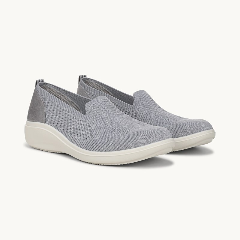 LifeStride Boulevard Slip On Loafer Shoes (Oyster Grey Knit Fabric) 8.0 M