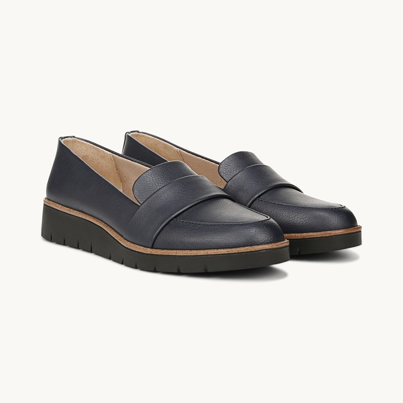 LifeStride Ollie Loafer Shoes (Navy Synthetic) Leather 7.5 W