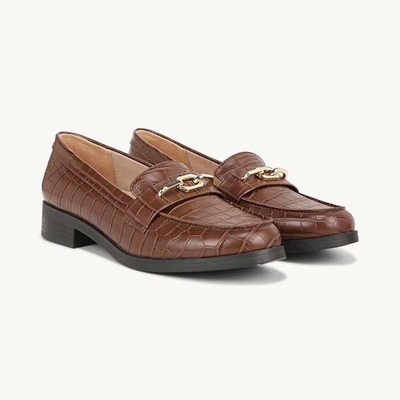 LifeStride Sonoma Loafer Shoes (Brown Synthetic) Leather 10.0 M