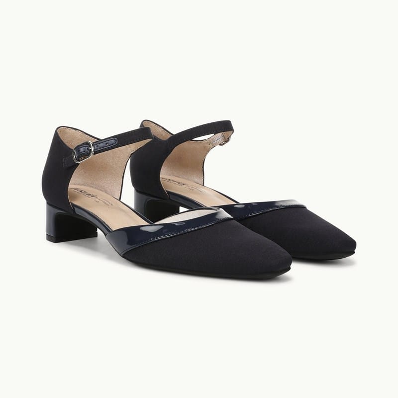 LifeStride Leighton Pump Shoes (Lux Navy Fabric/patent Leather) 8.5 W