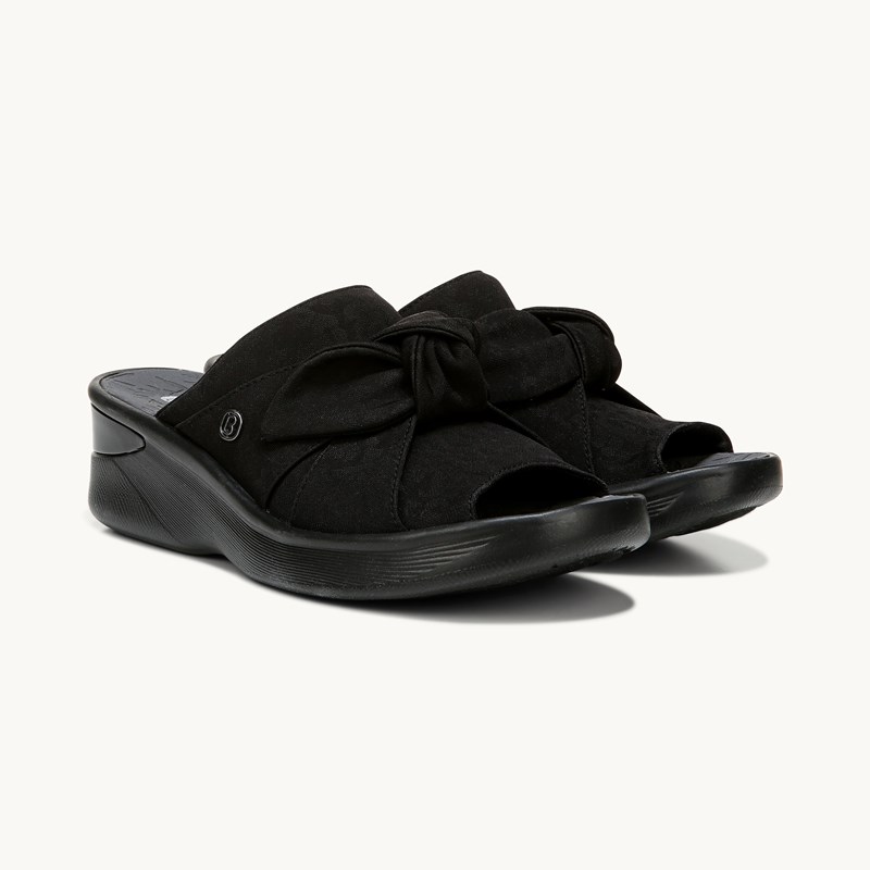 Bzees For LifeStride Shoes Smile Wedge Sandal (Black Cheetah Fabric) 9.0 M