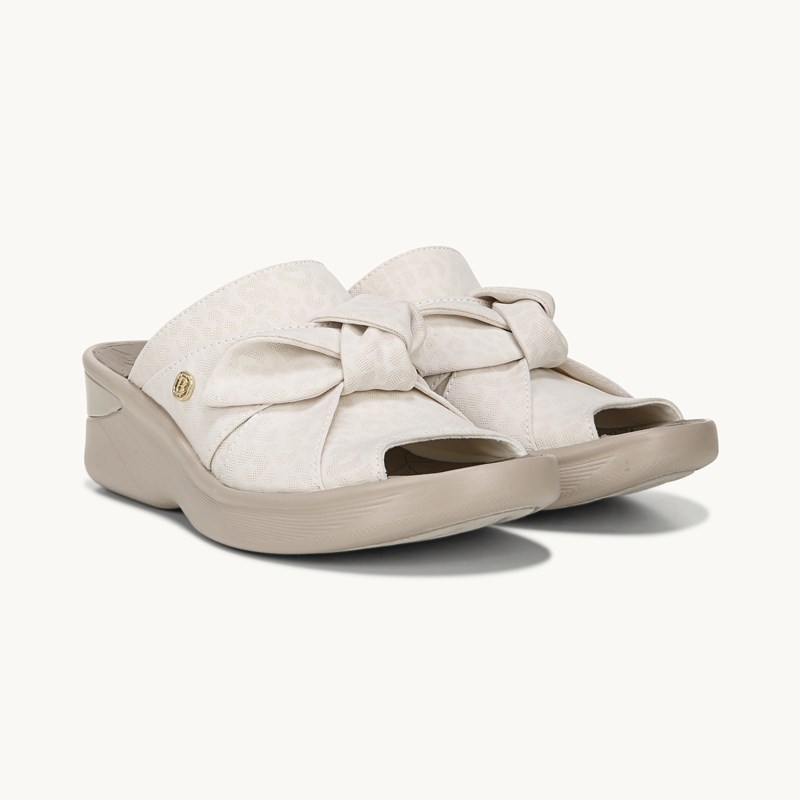 Bzees For LifeStride Shoes Smile Wedge Sandal (Cream Cheetah Fabric) 11.0 M
