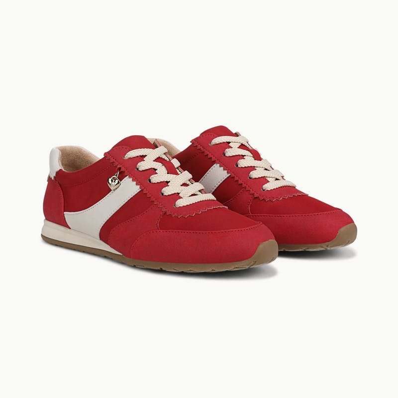 LifeStride Fearless Lace Up Sneaker Shoes (Fire Red Microfiber) Fabric 9.5 W