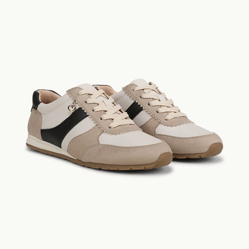 LifeStride Fearless Lace Up Sneaker Shoes (Dover Light Tan Microsuede) Fabric 9.5 M