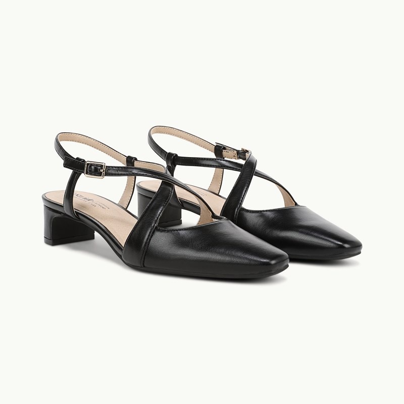 LifeStride Lavina Slingback Pump Shoes (Black Faux Leather) 7.0 W