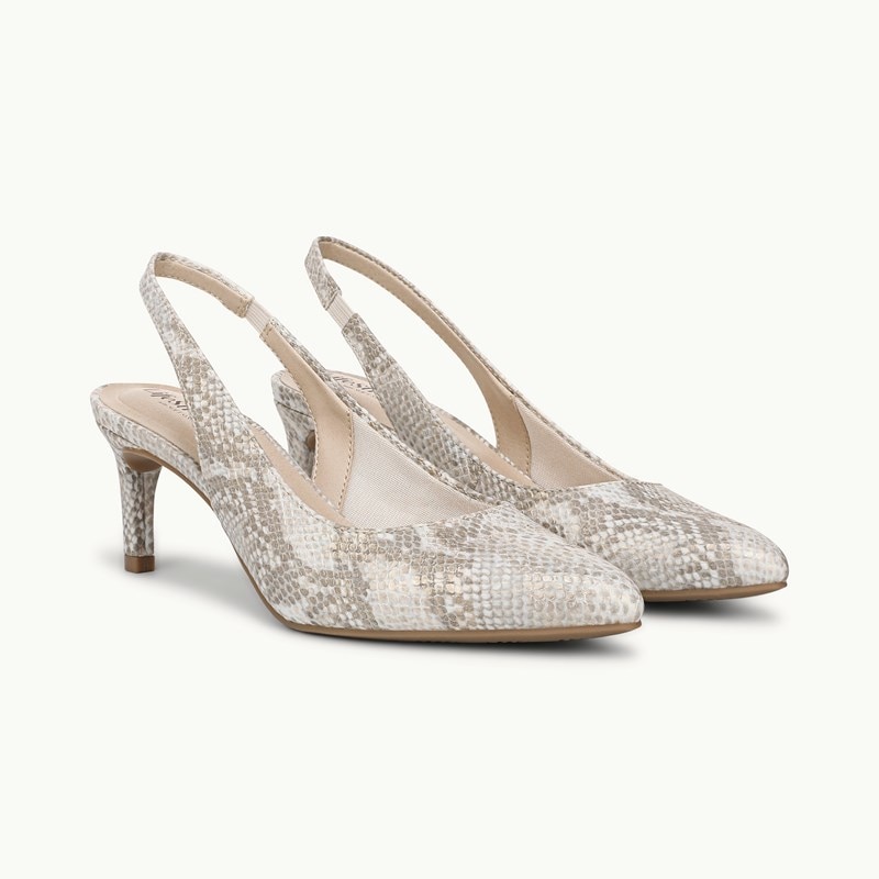 LifeStride Annalise Slingback Pump Shoes (Bone Multi Snake Faux Leather) 6.5 W