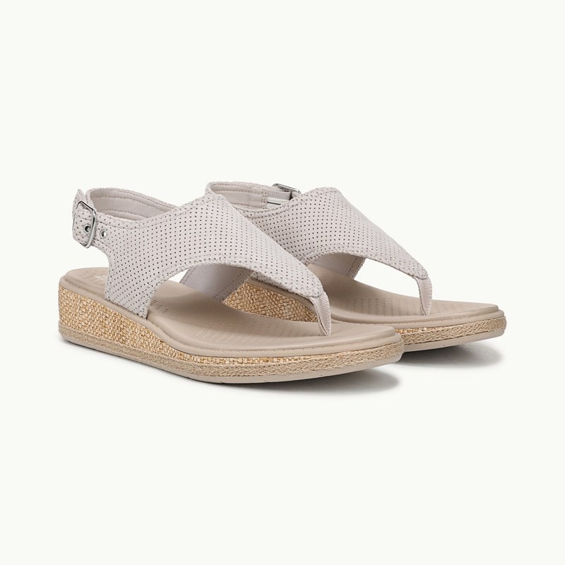 Bzees For LifeStride Shoes Beachy Slingback Sandal (Sand Beige Stretch Fabric) 7.0 M