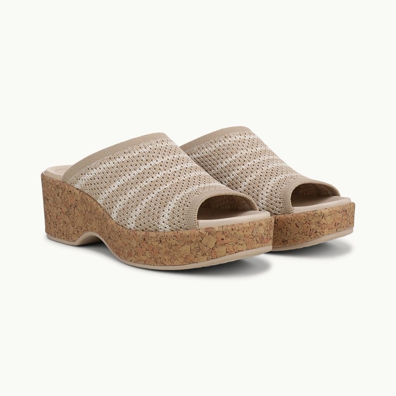 Bzees For LifeStride Shoes Very Ready Platform Sandal (Sand Castle/grey Knit Fabric) 11.0 M