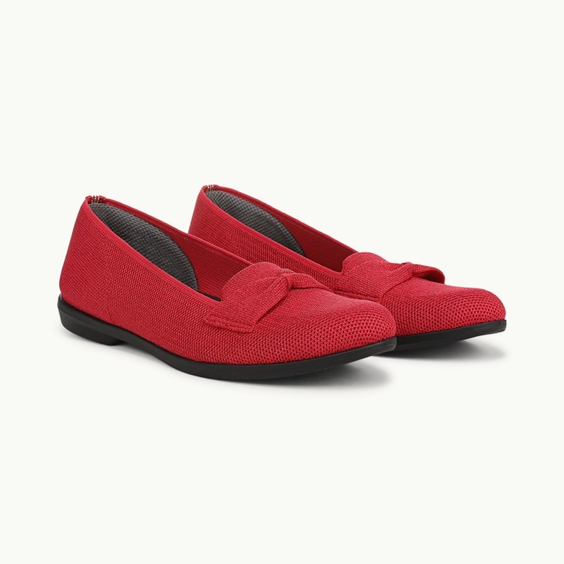 Bzees For LifeStride Kandi Moc Loafer Shoes (Fire Red Knit Fabric) 9.0 M