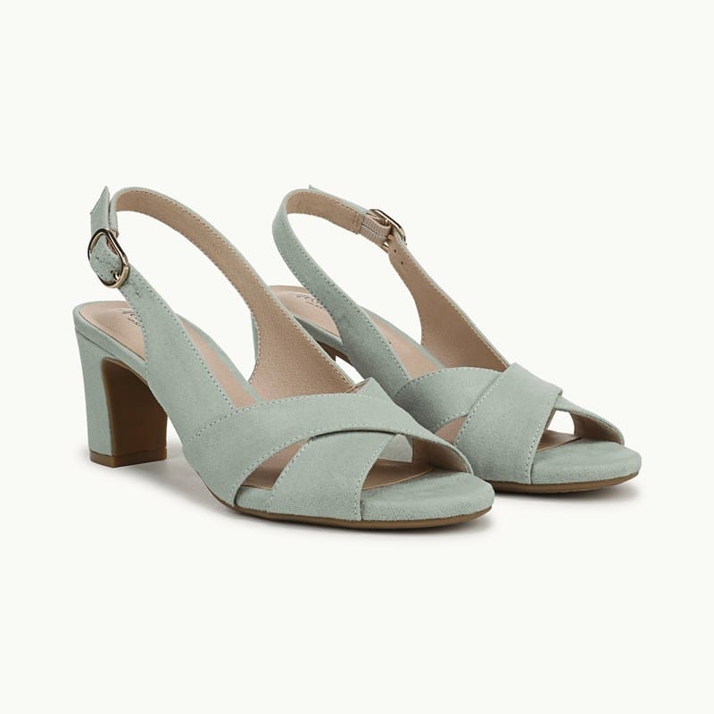 LifeStride Shoes Freesia Slingback Sandal (Jade Green Microfiber) Suede 9.0